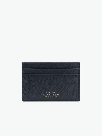 Smythson Panama Cross-Grain Leather Card Holder Navy | A