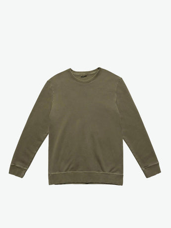 Distressed Crew-Neck Sweatshirt Khaki | A