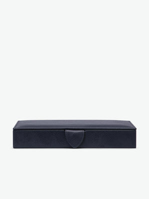 Smythson Panama Cufflink Box in Navy